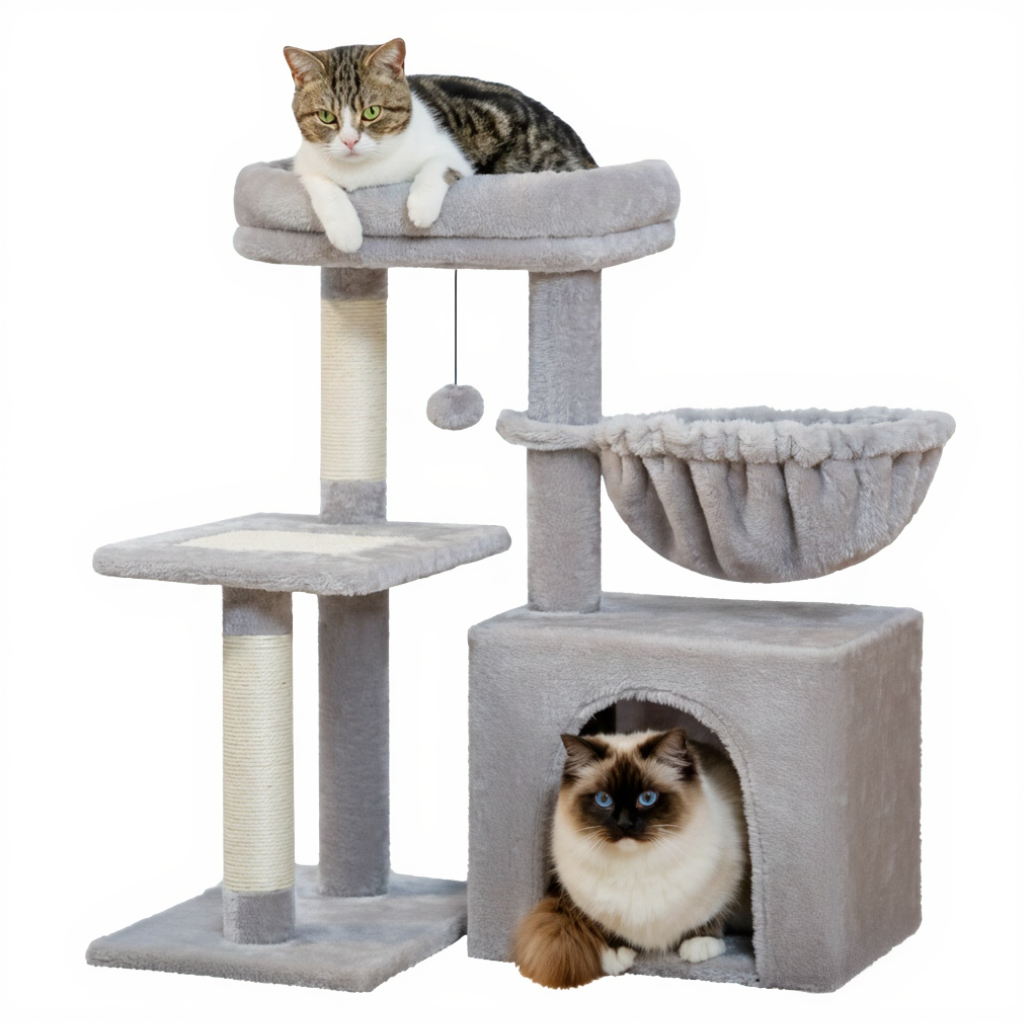 arbre-a-chat-design-72cm-le-meuble-cocon-junior-avec-niche-et-panier-gris