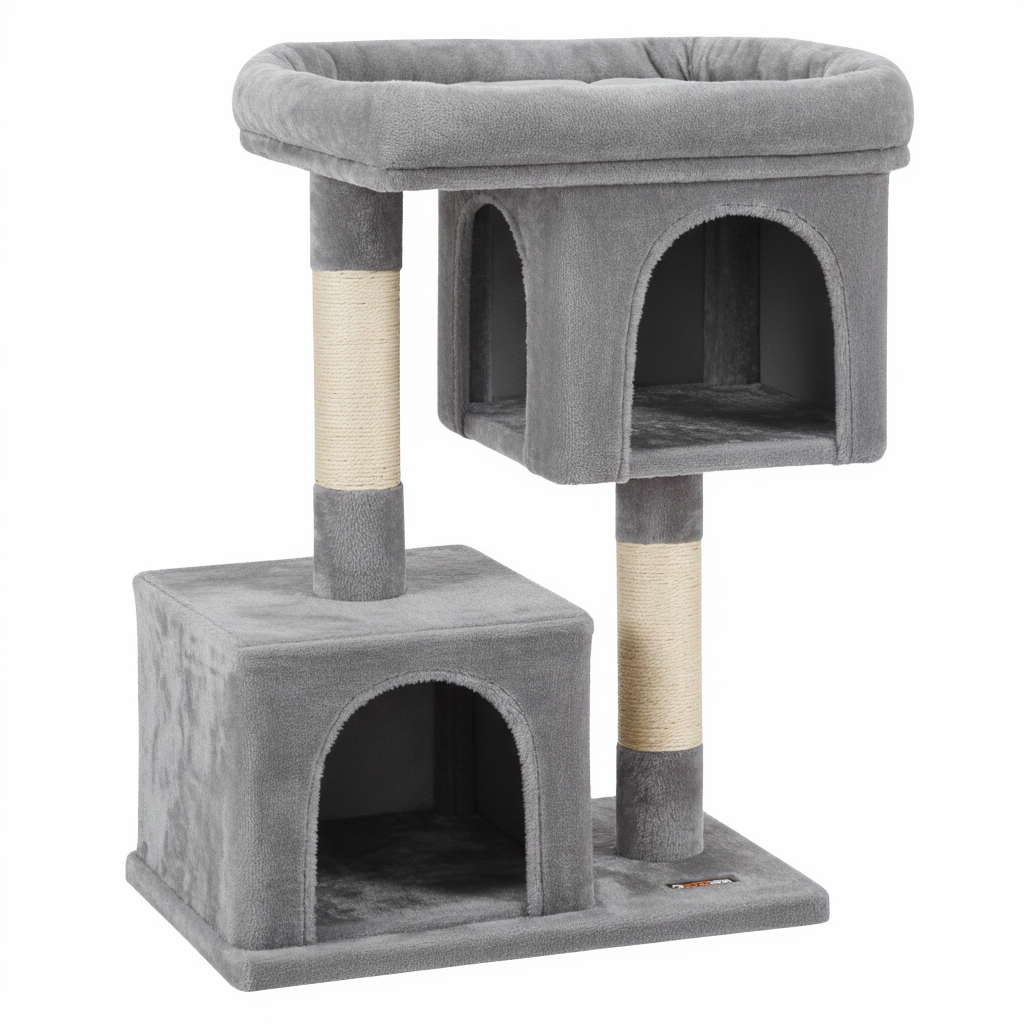 arbre-a-chat-design-double-niche-gris