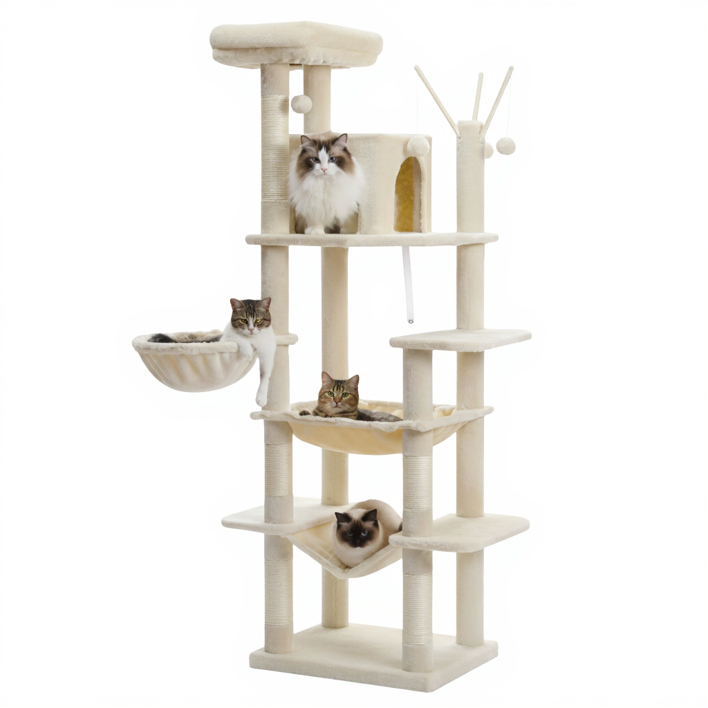 arbre-a-chat-maine-coon-175cm-lhotel-des-felins-xxl-avec-hamacs-beige