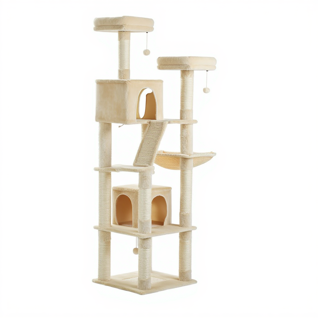 arbre-a-chat-maine-coon-design-180cm-le-refuge-duo-a-doubles-niches-beige